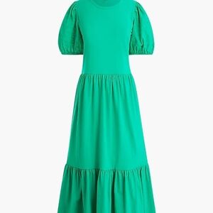 J.crew green Eyelet-sleeve knit midi tiered long dress size small S